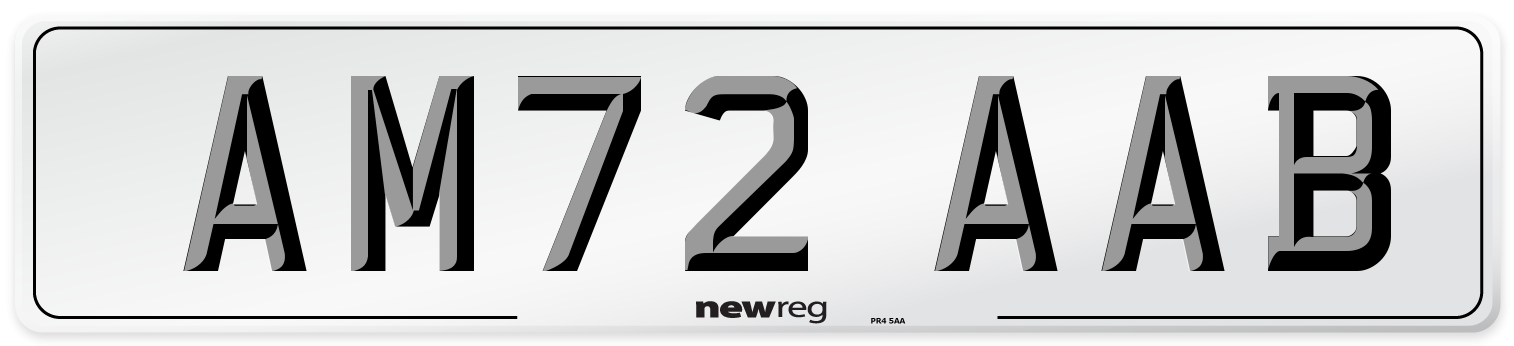 AM72 AAB Number Plate from New Reg